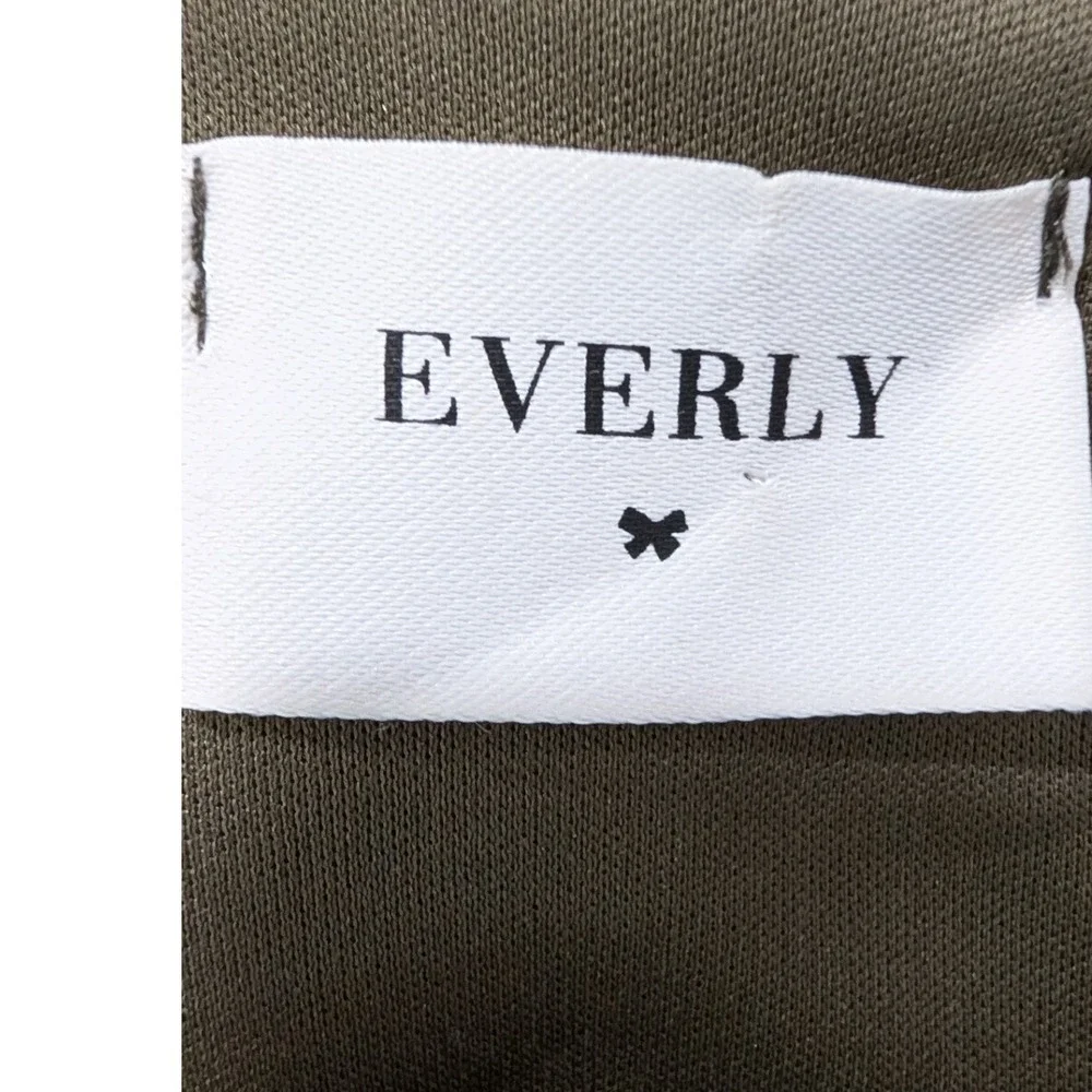 Anthropologie Everly Womens Striped A Line Dress Olive Green Sleeve Tie Size S